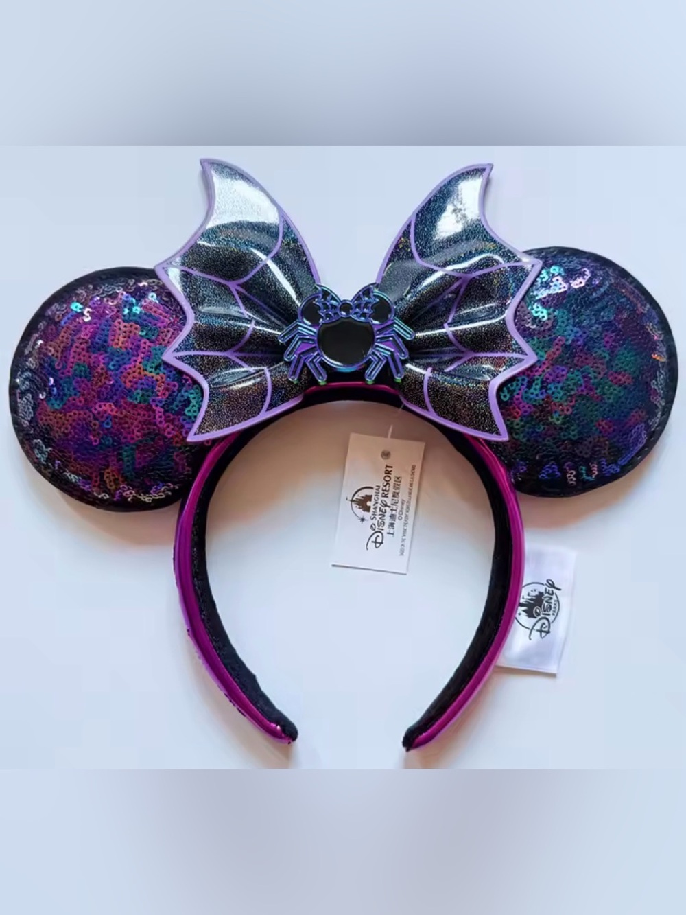Sequin Spider Web Bow Minnie Ears Headband